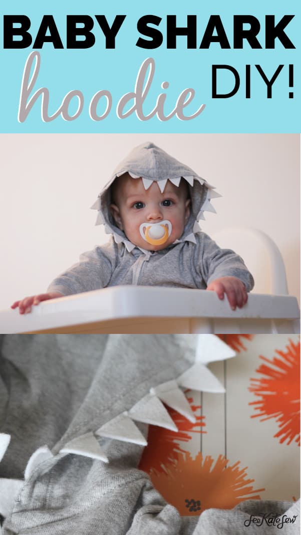 Pink DIY baby shark costume with a hoodie - see kate sew