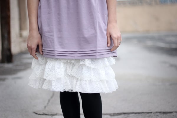 Pink slip ruffle clearance skirt