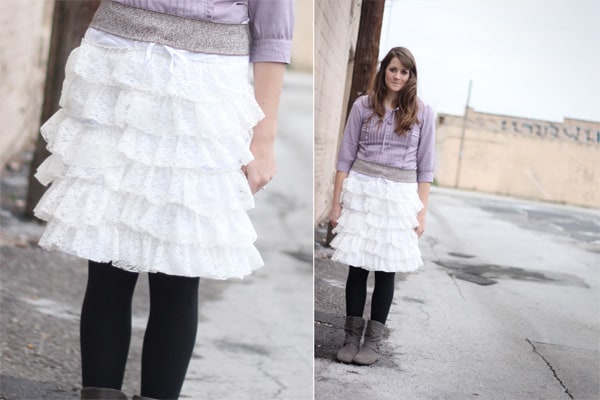 Lace ruffle skirt clearance short