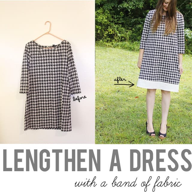 lengthen a dress with a band of fabric - see kate sew