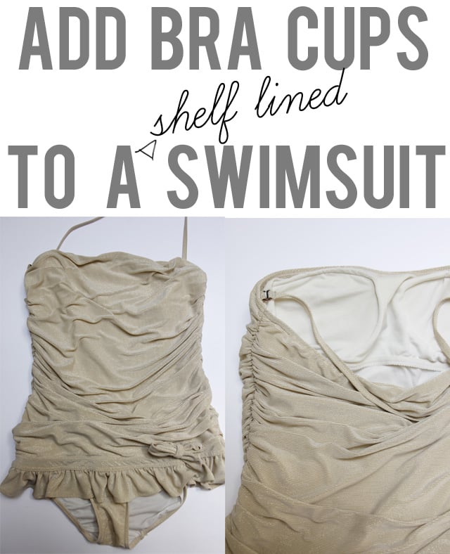 add bra cups to a shelf lined swimsuit - see kate sew