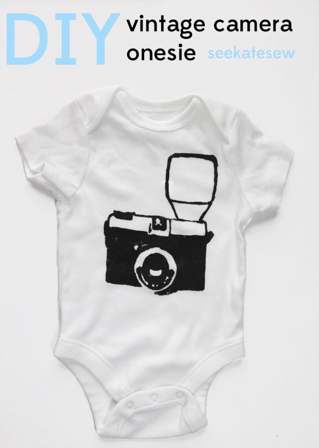 DIY vintage camera onesie | homemade onesies | DIY onesies | DIY baby clothes | DIY baby gifts | homemade baby gifts | baby shower gift ideas || see kate sew