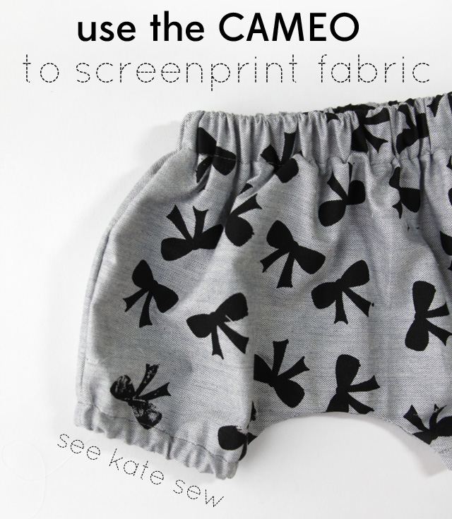 using the cameo to screenprint fabric - see kate sew