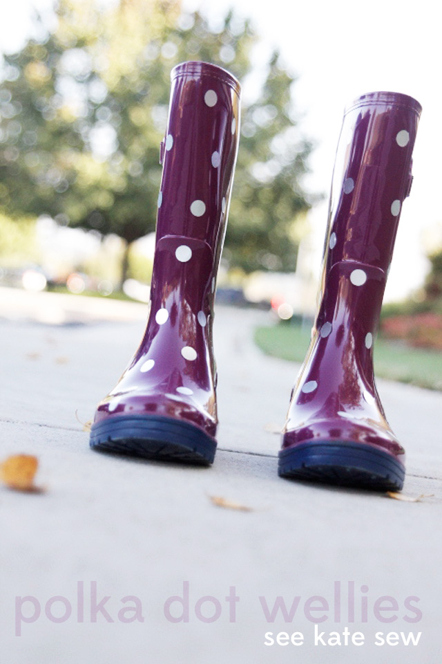 polka dot wellies! | DIY wellies | how to add polka dots to rain boots | rain boot style ideas | DIY rain boots | add polka dots to rain boots | rain boot DIY || see kate sew