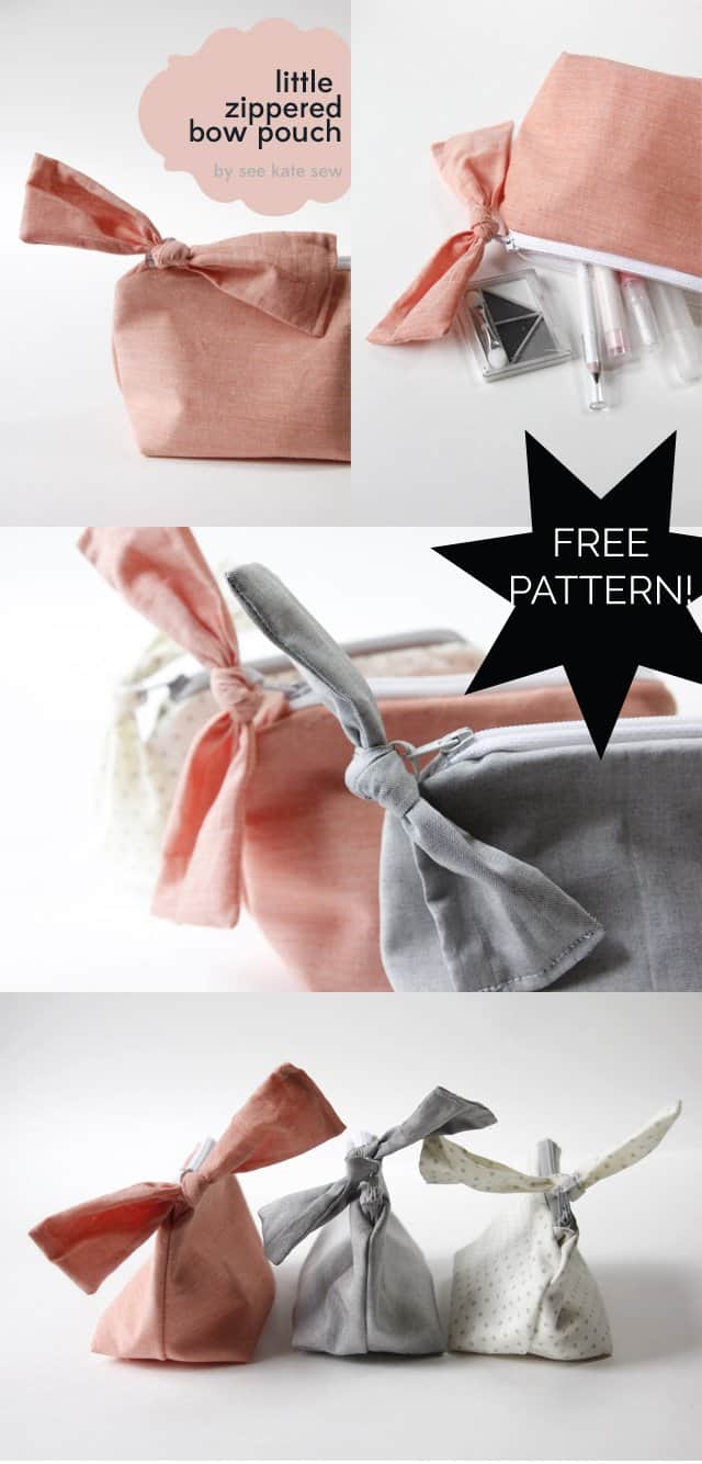 FREE PATTERN // zippered bow pouch with tutorial! Great for stuffing with treats as a cute gift // seekatesew.com