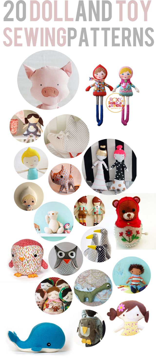 20 toy and doll sewing patterns