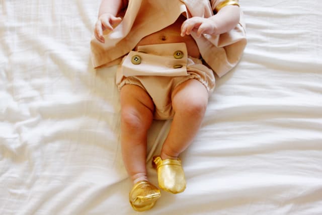 gold baby shoes see kate sew