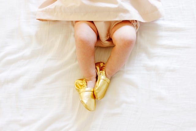 gold baby shoes see kate sew