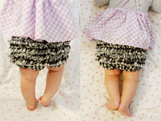 gingham style // serged ruffle bum diaper cover tutorial - see