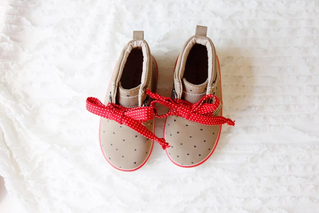 diy polka dot heart shoes