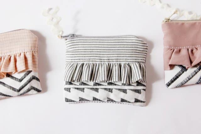 ruffle zip pouches