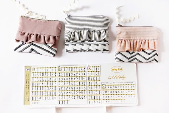 ruffle zipper pouch with geometric stitching tutorial - see kate sew