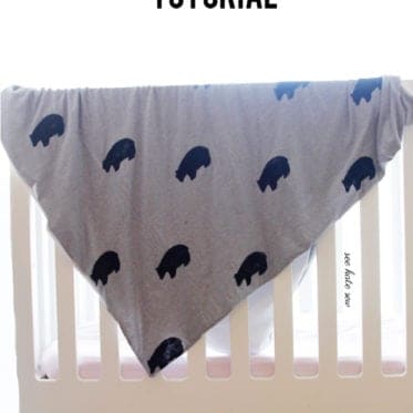 bear stenciled blanket tutorial