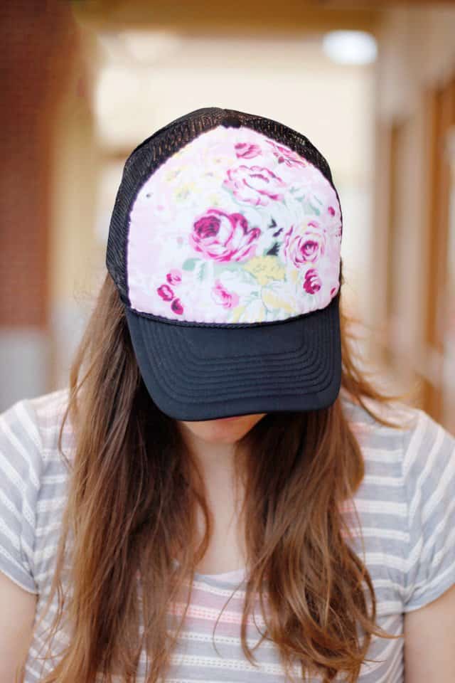 DIY floral trucker hat