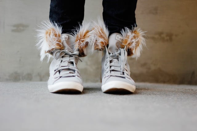 high top fur lined sneakers