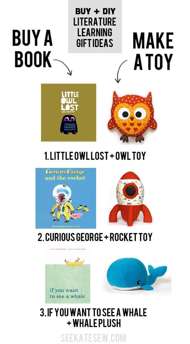 buy a book and sew a toy to go with it---cute gift idea! | Buy + DIY Gift Ideas | DIY penguin plush toy and book gift | unique gift ideas for kids | handmade kids toys | handmade kids gifts | diy gifts for kids | semi handmade gifts || See Kate Sew #diytoys #diygifts #Kidsgift 