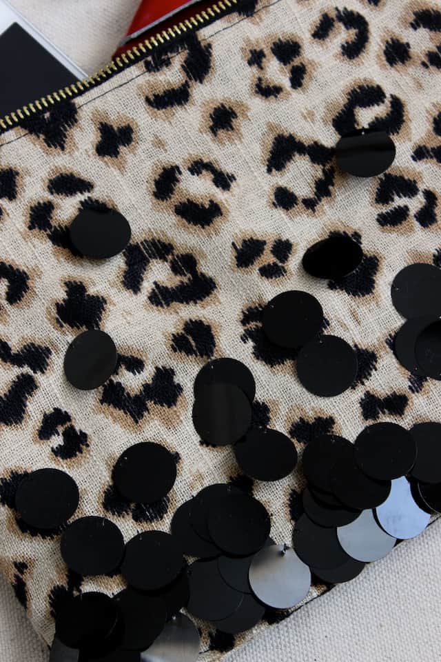 Leopard + Sequin Zipper Clutch 4