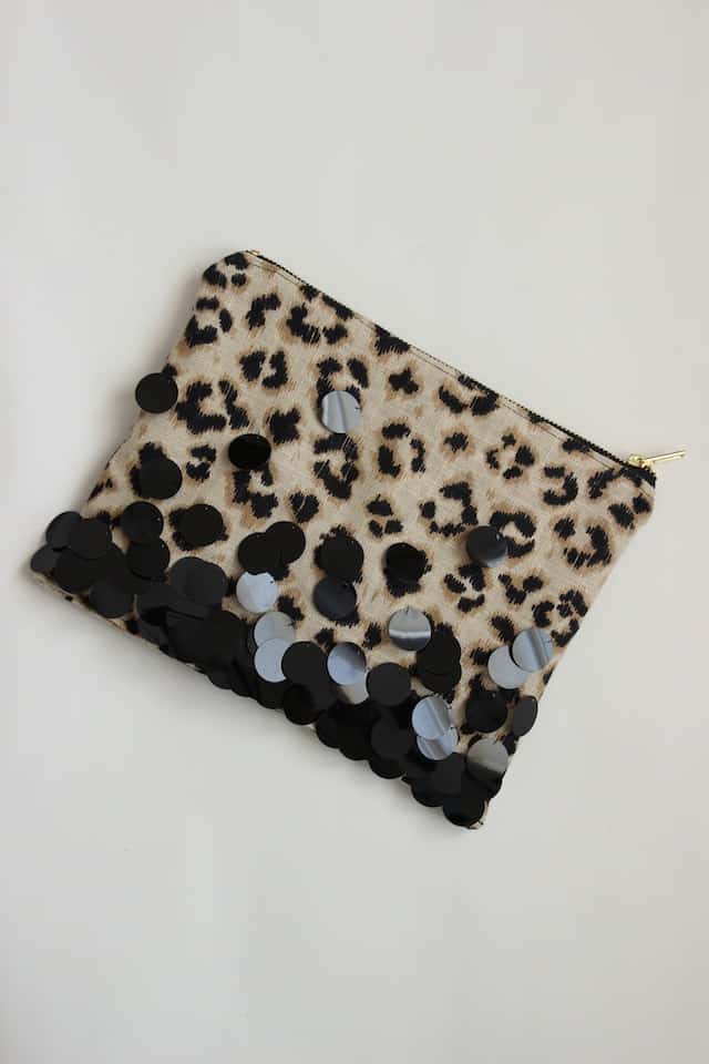 Leopard + Sequin Zipper Clutch - Step 5