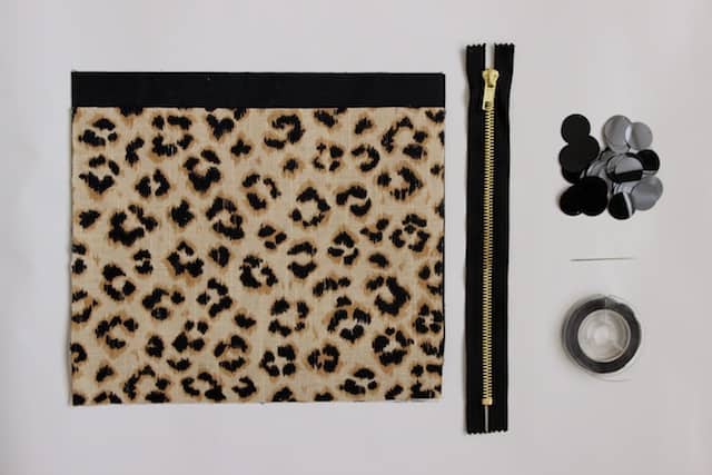 Leopard + Sequin Zipper Clutch - Supplies