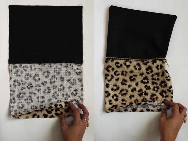 Leopard + Sequin Zippered Clutch - Steps 1 + 2