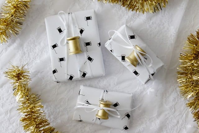 cute sewing wrapping paper you can print at home!