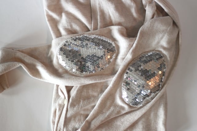 DIY sequin elbow patch sweater - see kate sew