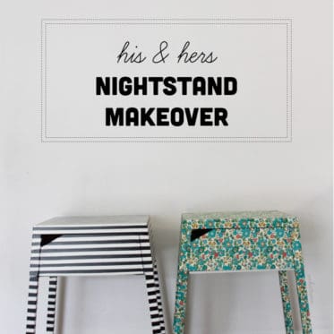 striped and floral IKEA hack nightstand