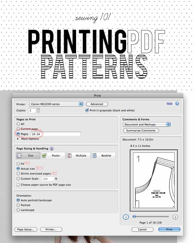 how to print pdf patterns
