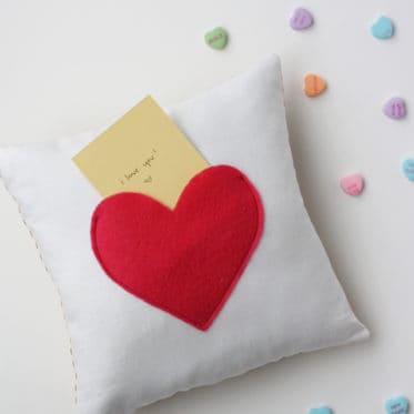 secret pocket pillow for Valentine's Day!
