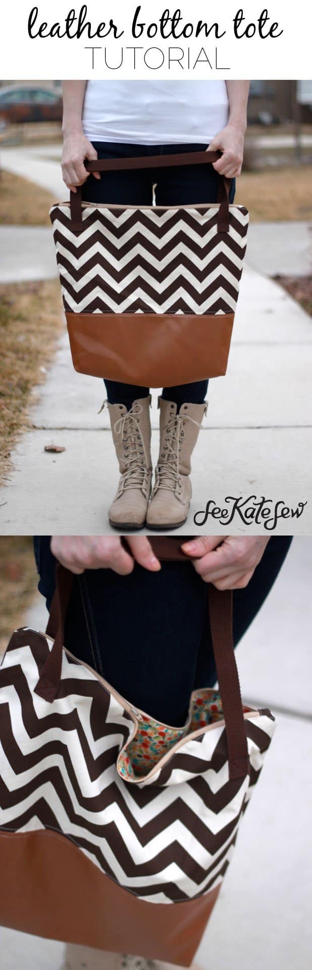 Leather Bottom Tote Tutorial | See Kate Sew