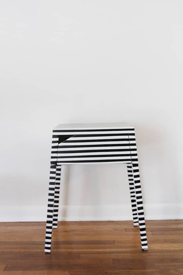 ikea hack striped nightstand