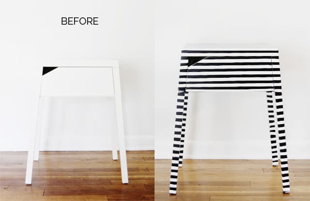 BEFORE AND AFTER // striped nightstand