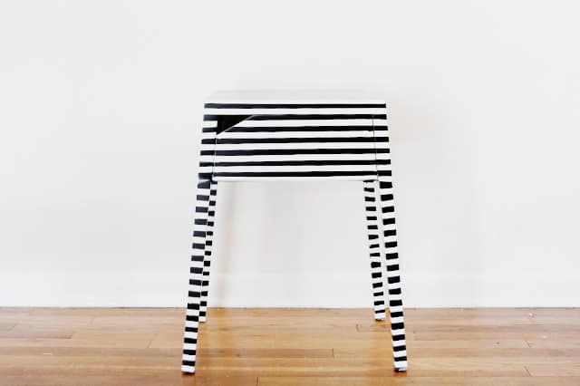 striped ikea nightstand