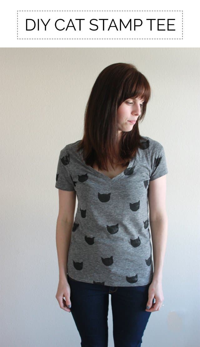 DIY cat stamp tee