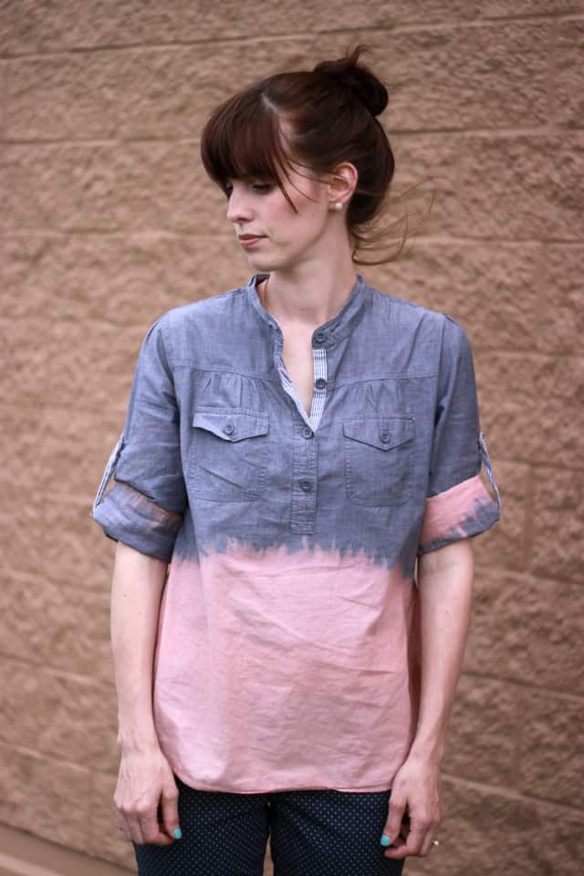 Bleach Dipped Chambray Top // seekatesew.com