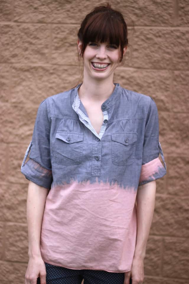 Bleach Dipped Chambray Top // seekatesew.com