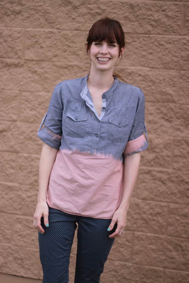 Bleach Dipped Chambray Top // seekatesew.com