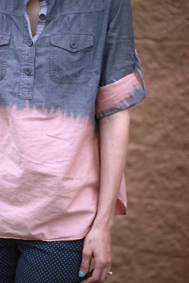 Bleach Dipped Chambray Top // seekatesew.com