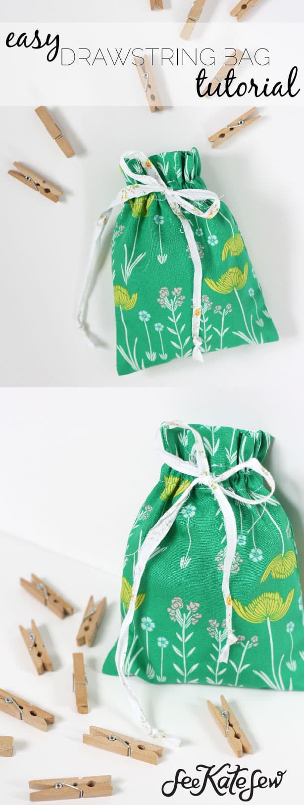 Easy Drawstring Bag Tutorial - see kate sew