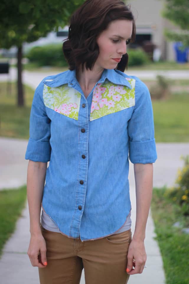 DIY floral yoke shirt