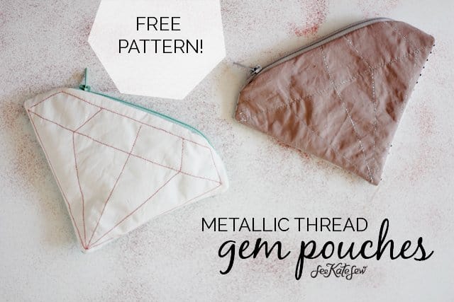 DIY gem pouches | FREE PATTERN // metallic gem zipper pouch