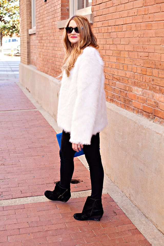 Oversized white clearance faux fur coat