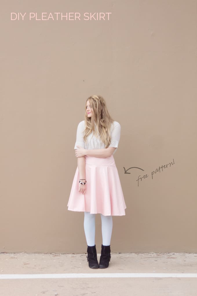 DIY pleather circle skirt pattern | free pleather skirt pattern | free sewing patterns | free clothing patterns | how to sew a circle skirt | diy sewing tips || See Kate Sew #freepatterns #freesewingtips #diyskirt