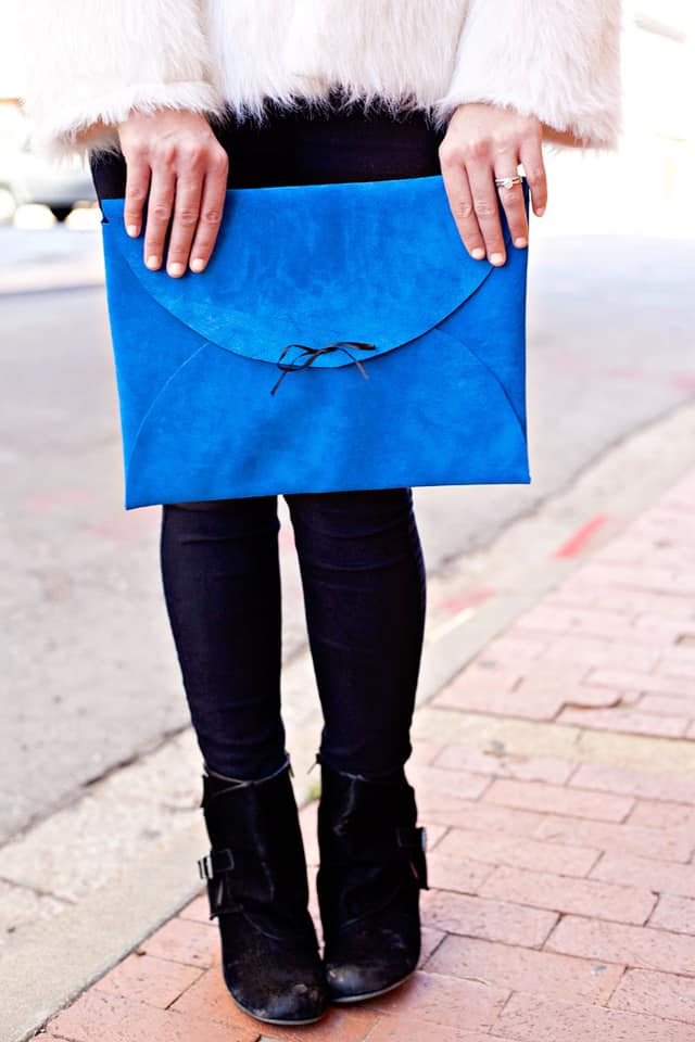 Leather store envelope clutch