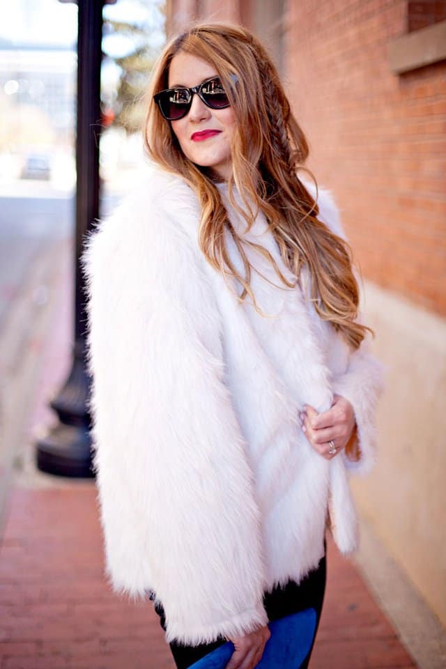 Oversized faux fur outlet coat with hood