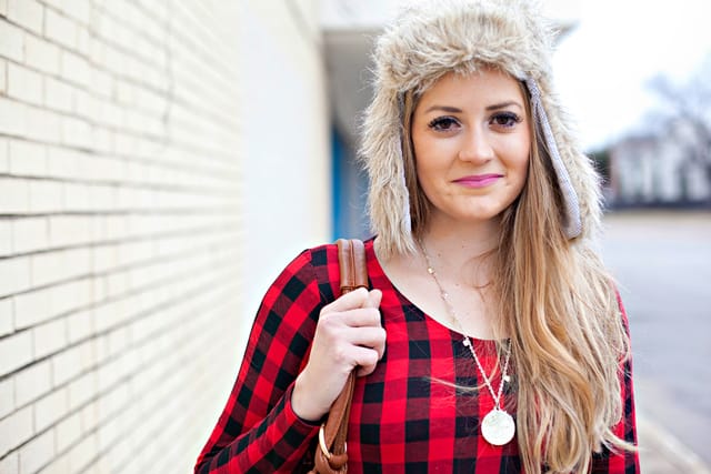 Buffalo Plaid Peplum Dress