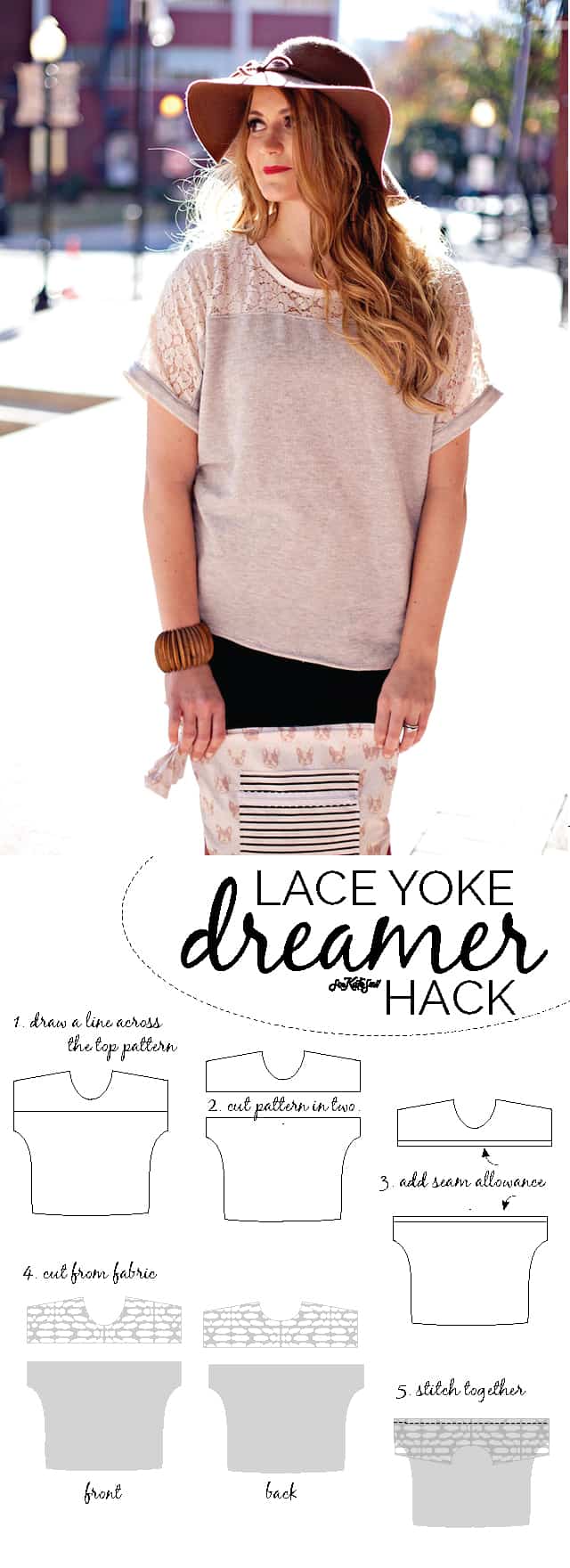 dreamer top hack // lace yoke top tutorial - see kate sew