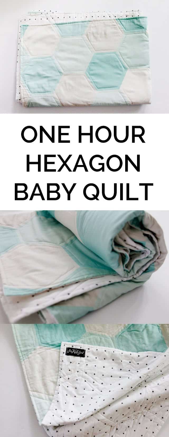 One Hour Hexagon Baby Quilt | diy baby quilt | handmade baby quilt | easy quilt tutorial | sewing for beginners | beginner sewing projects | hand sewn quilt || See Kate Sew #quilting #easyquilt #babyquilts #seekatesew 