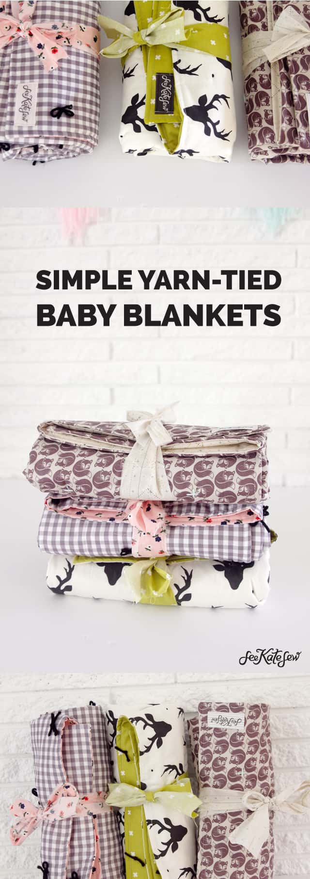 Simple Yarn Tied Baby Blankets | diy baby blanket | homemade baby blanket | easy baby blanket | baby blanket tutorial || See Kate Sew #babyblanket #diybaby #sewingtips