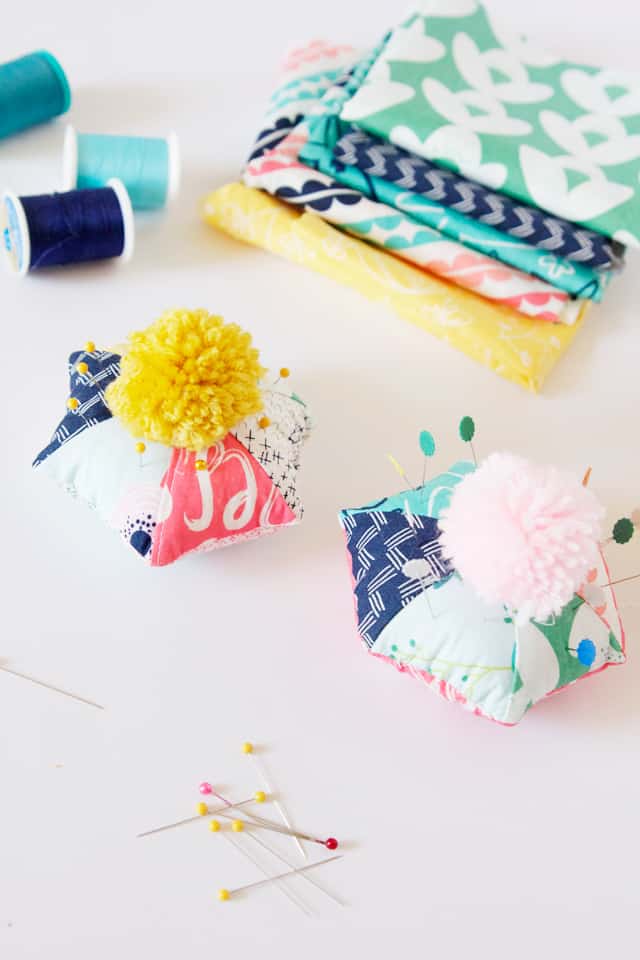 Hexagon Pom Pom Pincushion Tutorial | See Kate Sew